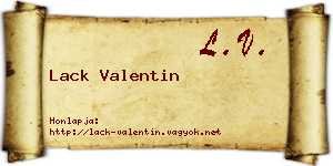 Lack Valentin névjegykártya